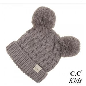 KIDS CC Beanie Double Pompom Taupe